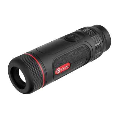 Monocular térmico Guide TE411 en vista frontal mostrando pantalla AMOLED